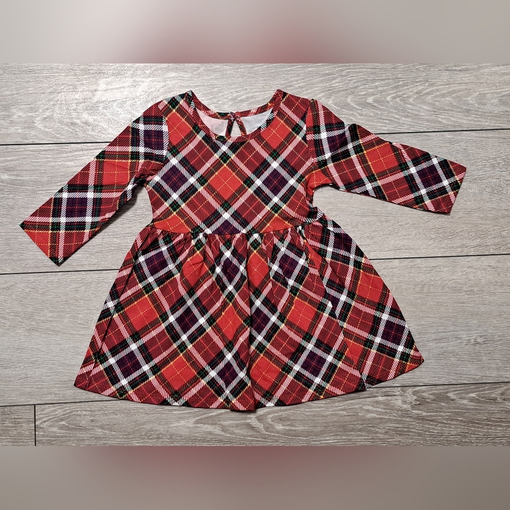New 100% Cotton Plaid Red Kids Dress. Perfect For The Holidays